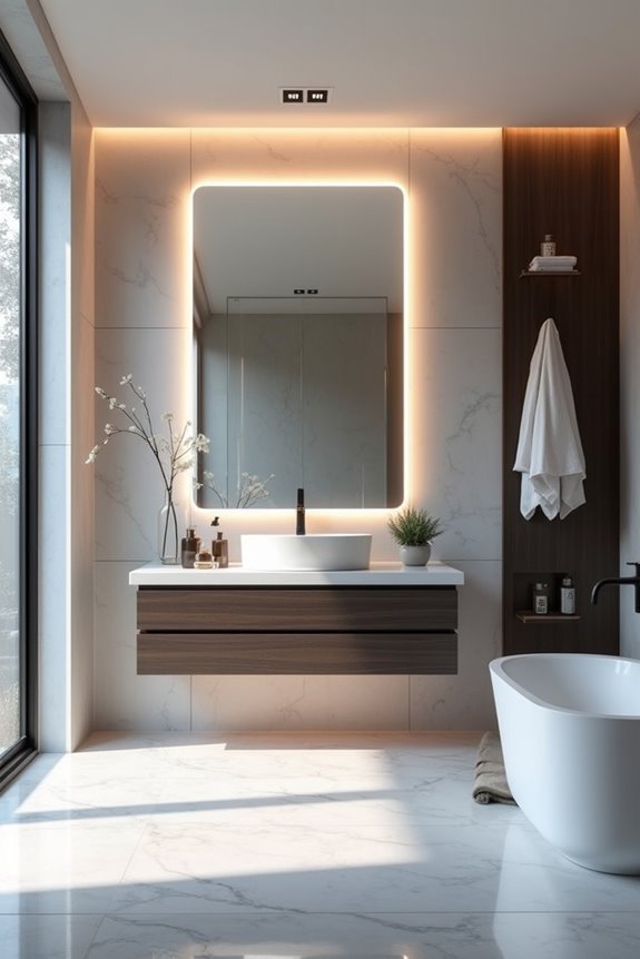 backlit mirrors enhance spaces
