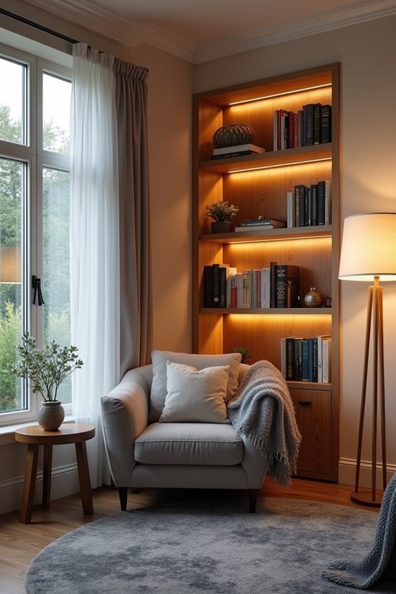 cozy illuminated reading nook