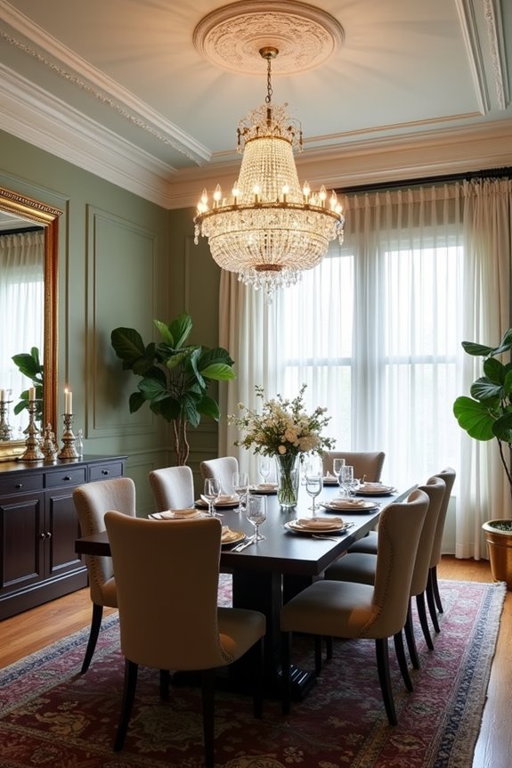 elegant crystal chandelier placement