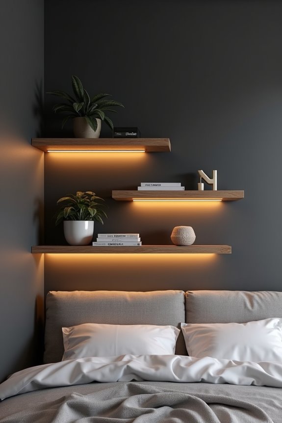elegant floating shelf illumination