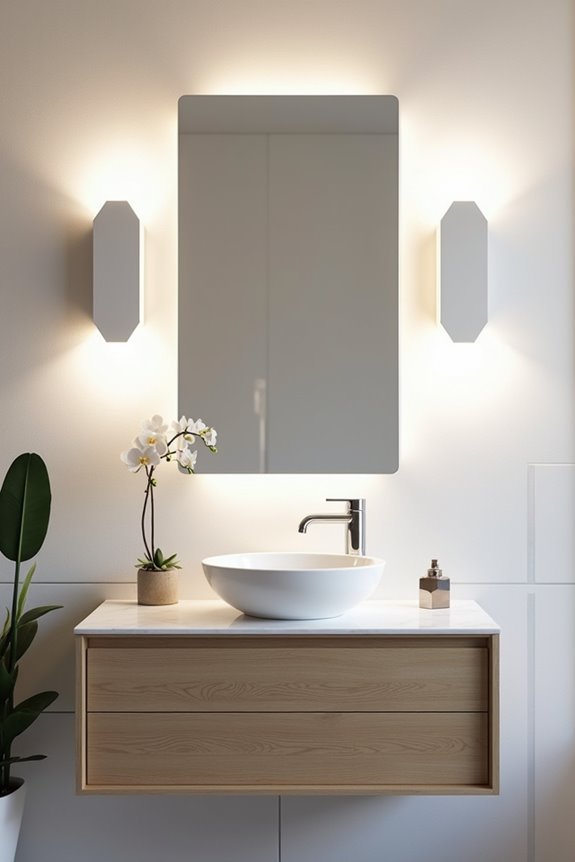 geometric white vanity lighting