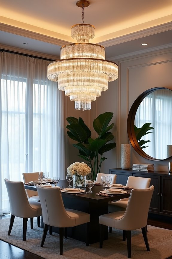 layered crystal dining chandeliers