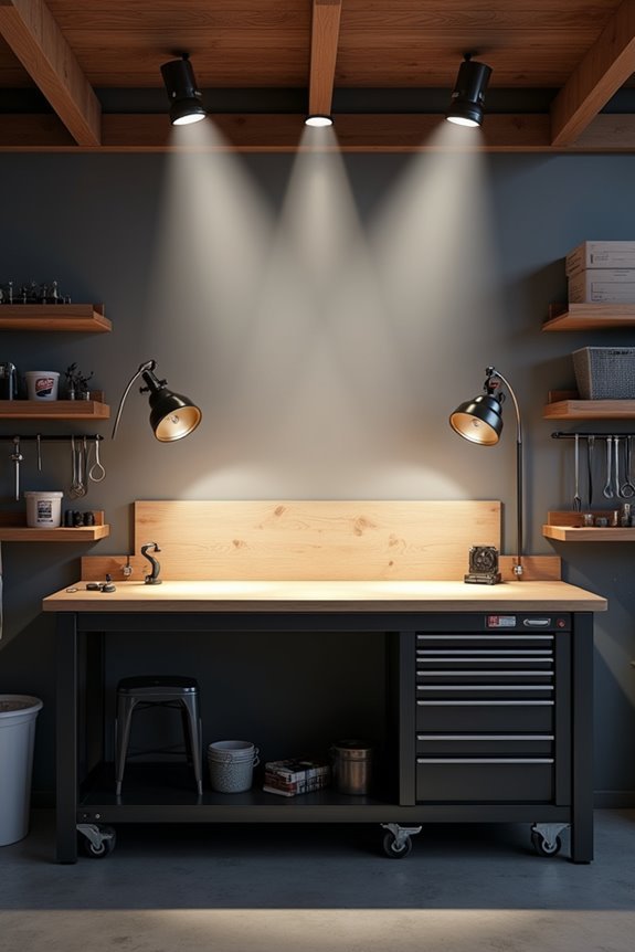 recessed lighting for workbench