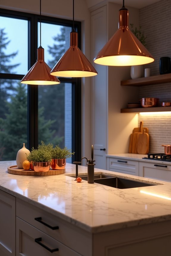 warm copper kitchen accents